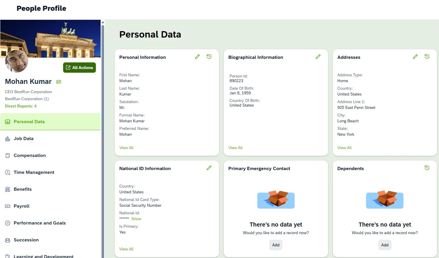 Het personeelsdossier in SAP SuccessFactors: persoonlijke gegevens, adres en identificatie van een medewerker op één scherm
